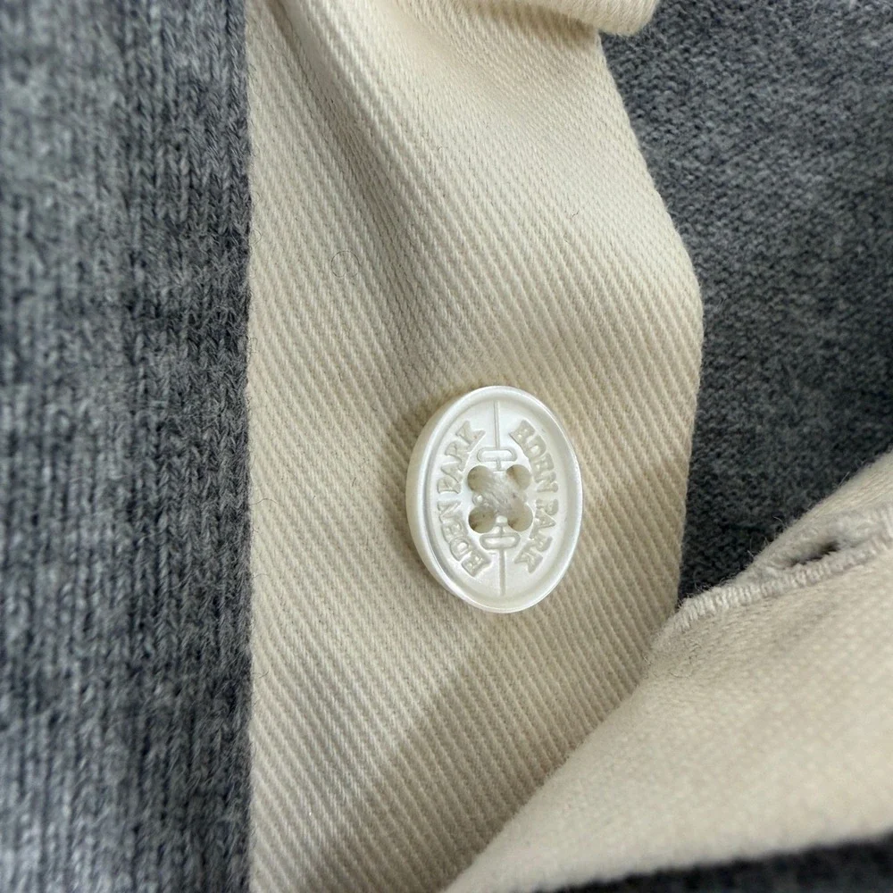 Eden Park Polo Shirt Mens M‎ Gray Long Sleeve Rugby Style Logo Collar Trim